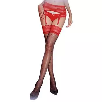 1 пара блестящих больших размеров, облегающих женских носков в горошек из полиамида, высоких чулок, колготок