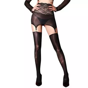 1 пара блестящих чулок больших размеров с тонкой кружевной юбкой, клубная одежда для женщин, полиамидные высокие чулки, колготки