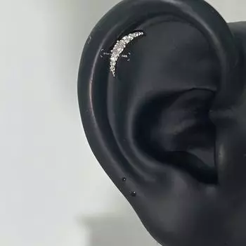 1 пара блестящих циркониевых сережек-гвоздиков в форме полумесяца и дуги для ушей, гвоздиков, спиральных сережек для женщин, геометрические изящные ювелирные украшения, минималистичные аксессуары OneSize
