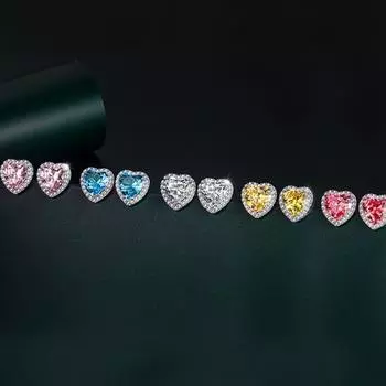 1 пара блестящих изысканных сережек в форме сердца для вечеринки розовый