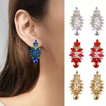 1 пара блестящих простых серег-гвоздиков для пирсинга в форме капли воды со стразами для женщин синий