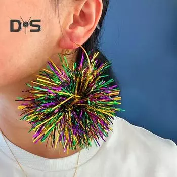 1 пара блестящих шариковых сережек-кольца, элегантные праздничные серьги-капли для платья, женские красочные карнавальные серьги, ювелирные изделия, подарок B