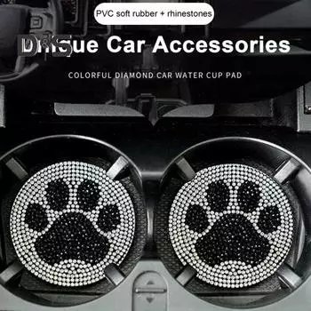 1 пара блестящих стразов Декор автомобильный подстаканник подстаканник милая лапа сердце узор авто подстаканник автомобильные аксессуары Catlike чёрный