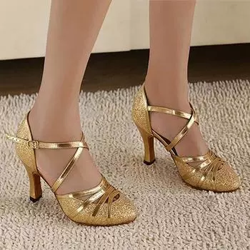 1 пара блестящих танцевальных туфель для танго, удобные модные туфли для бальных танцев с острым носком 40 золотистый