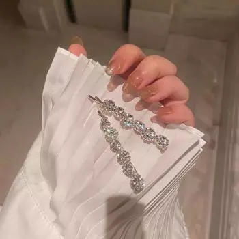 1 пара блестящих заколок для волос в виде цветка с бриллиантами, модные металлические заколки для волос с бриллиантами, летние блестящие заколки для волос 7cm