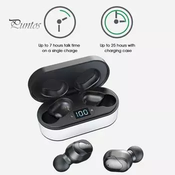 1 пара Bluetooth-совместимых наушников с зарядным устройством, светодиодным дисплеем, функцией интеллектуального шумоподавления, функцией игрового звонка и стереозвуком серебряный