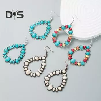 1 пара богемных женских висячих серег в стиле ретро с вырезом, длинные висячие серьги с геометрическим рисунком, ювелирные изделия, подарки для жены, подруги, мамы белый