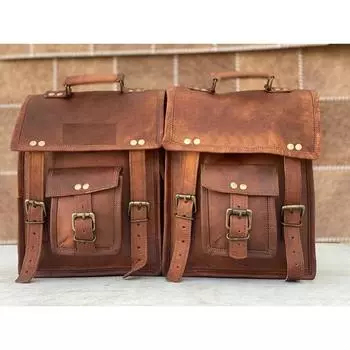 1 пара боковых сумок для мотоцикла, сумка для хранения инструментов, седельные сумки, кожаная вертикальная сумка коричневый
