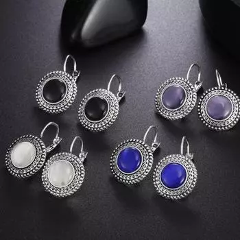 1 пара больших сережек-капель в стиле бохо для женщин, винтажные висячие серьги синий