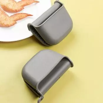 1 пара больших высокотемпературных силиконовых перчаточных зажимов для микроволновой печи с колонной, противоожоговой прокладкой, кухонная утварь серый