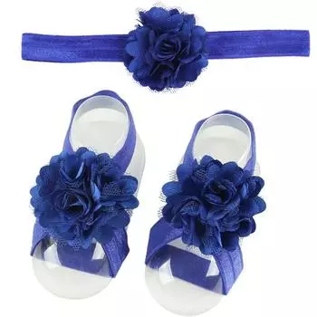 1 пара босоножек для малышей с жемчужным шифоновым принтом для пляжа с цветочным узором One Size жёлтый