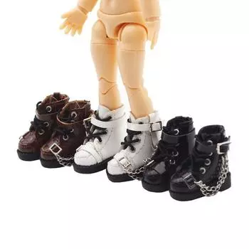 1 пара ботинок для куклы Obitsu 11 с металлической цепью, высокие ботинки для куклы BJD 1/12 Molly белый