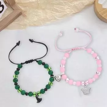 1 пара браслет ведьмы со стразами и короной, кулон, регулируемая длина, стеклянные бусины, лучшее B