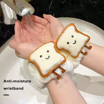 1 пара браслетов для мытья лица, стильный мультяшный ремешок на запястье, эластичный удобный антимокрый браслет, аксессуар для ухода за волосами