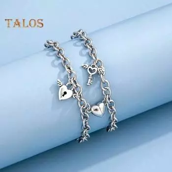 1 пара браслетов для пар, регулируемый размер, браслет с магнитным креплением в форме сердца, подходящий браслет в форме сердца 1 Pair