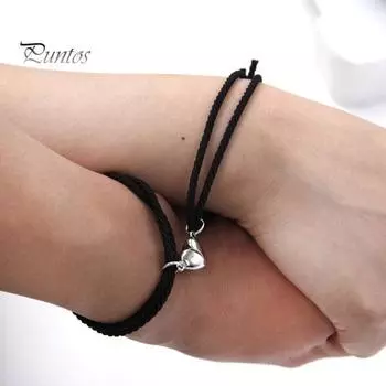 1 пара браслетов для пар с магнитом в форме сердца, магнитные декоративные регулируемые резинки для женщин и мужчин, браслеты с подвесками в виде гор и моря