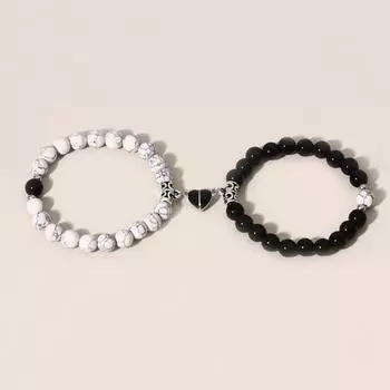 1 пара браслетов, минималистичный подарок, тонкая работа, модные черные, белые магнитные браслеты «Любовь», подарок на день Святого Валентина черный белый