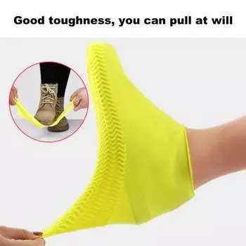 1 пара чехлов для дождевых сапог унисекс Водонепроницаемые Утолщенные Герметичные Противоскользящие Полупрозрачные Износостойкие Бесшовные Многоразовые Быстросохнущие Дождливые дни На открытом воздухе S серый