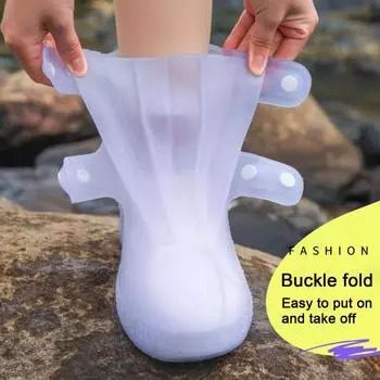 1 пара чехлов для дождевых сапог унисекс, водонепроницаемые, утолщенные, герметичные, противоскользящие, с застежкой на пуговицы, цельнолитые, износостойкие, бесшовные, многоразовые 2XL серый