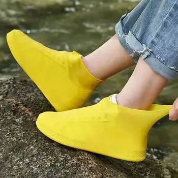 1 пара чехлов для обуви от дождя, водонепроницаемый утолщенный силикон, легкая складная конструкция, легко чистить, высокоэластичный чехол для обуви от дождя M жёлтый