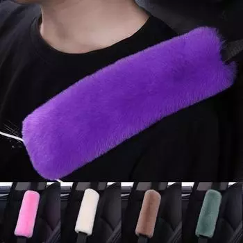 1 пара чехлов для ремней безопасности, удобные мягкие пушистые универсальные автомобильные накладки на ремень безопасности, подушка, принадлежности для автомобиля серый