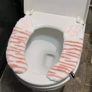 1 пара чехлов для унитаза с рисунком, симпатичные клейкие накладки, водонепроницаемые накладки на сиденье унитаза, в форме кошачьих лапок, удобные, прочные, мягкие, 3 цвета