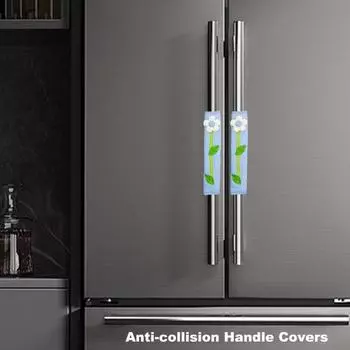 1 пара чехлов на дверные ручки холодильника с цветочным узором, износостойкие, не выцветающие, моющиеся розовый