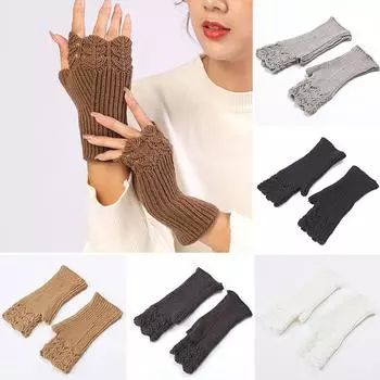 1 пара чехлов на пальцы для пальцев, искусственные рукава, сенсорные экраны, вязаные перчатки с половиной пальцев, шерстяная пряжа