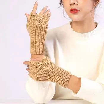 1 пара чехлов на пальцы для пальцев, искусственные рукава, сенсорные экраны, вязаные перчатки с половиной пальцев, шерстяная пряжа