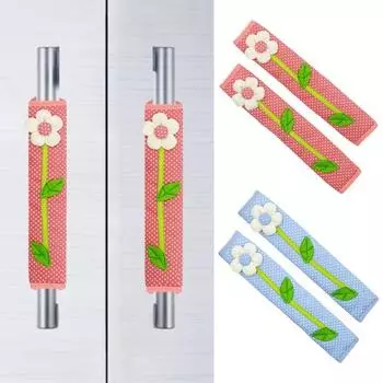 1 пара чехлов на ручки дверей холодильника с цветочным дизайном, износостойкие, не выцветающие, моющиеся ручки розовый