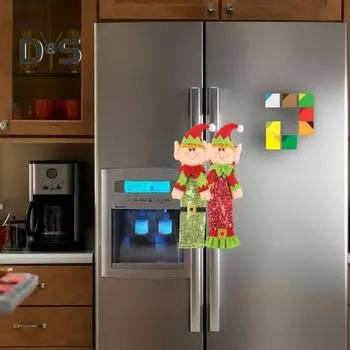 1 пара чехлов на ручки холодильника, рождественские чехлы на ручки холодильника в виде эльфа, простая установка, чехлы на ручки эльфа в виде шапки Санты для кухонной техники 1 Pair