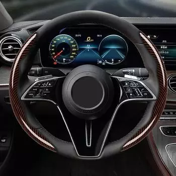 1 пара чехлов на руль автомобиля, усилитель из микрофибры, декоративные аксессуары для салона автомобиля, универсальные, под карбон углеродного волокна черного