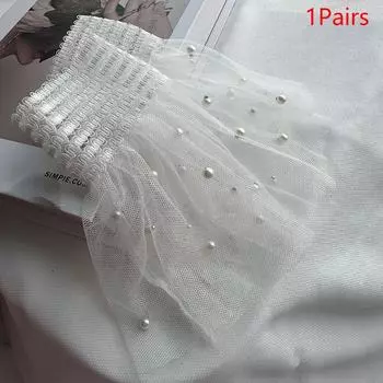 1 пара черно-белых перчаток для фотосъемки с бусинами и сеткой, маникюрные реквизиты для фотосъемки, поддельные плиссированные накладные ногти, аксессуары для демонстрации белый