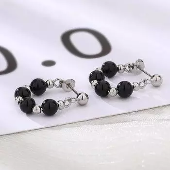 1 пара черных серег-капель из искусственного жемчуга, элегантные висячие серьги из бисера, женские серьги-кольца для пирсинга, ювелирные изделия, подарок 2pcs чёрный