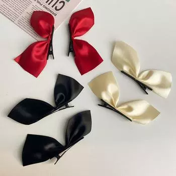 1 пара, черный шелковый бант, заколка для волос, заколка для волос для французских девушек, корейская заколка для волос Ji Soo, заколка для волос с бантом для девочек, аксессуары для волос чёрный