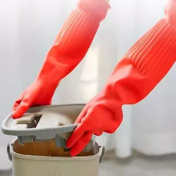 1 пара чистящих перчаток с удлиненными рукавами, водонепроницаемые, мягкие, нескользящие, защитные, однотонные, эластичные, удобные, эмульсионные перчатки для автомойки S оранжевый