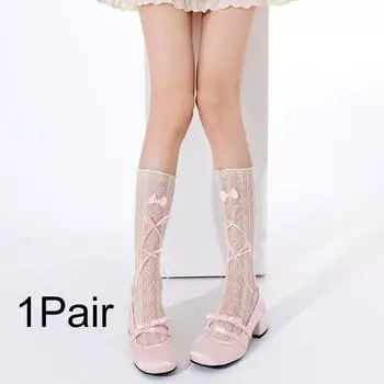 1 пара чулок с кружевом и бабочкой, корейская серия, впитывающие пот, волшебные прозрачные носки со средним ворсом в форме цилиндра