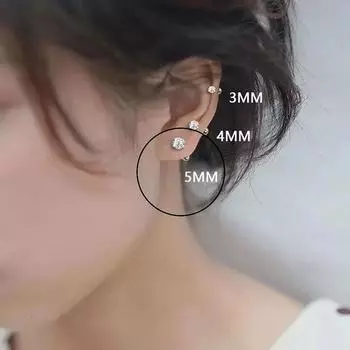 1 пара циркониевых серег для женщин, серьги-гвоздики с ушной костью и хрящом, спиральные серьги-гвоздики 5mm