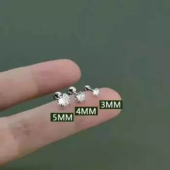 1 пара циркониевых серег для женщин, серьги-гвоздики с ушной костью и хрящом, спиральные серьги-гвоздики 3mm