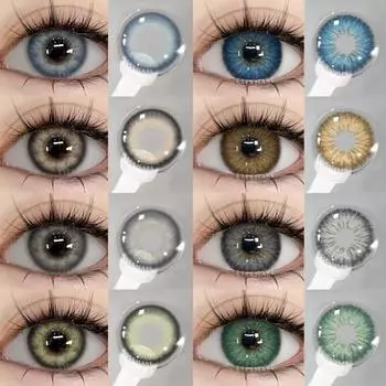 1 пара цветных контактных линз для глаз, модные высококачественные синие линзы, зеленые контактные линзы для глаз, косметические контактные линзы для глаз на год