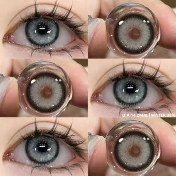 1 пара цветных контактных линз для глаз, коричневые натуральные линзы для глаз, косметические косметические линзы для зрачков, голубые контактные линзы для глаз, серые линзы