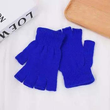 1 пара цветных трикотажных коротких перчаток с полупальцами, зимние теплые аксессуары для велоспорта красный