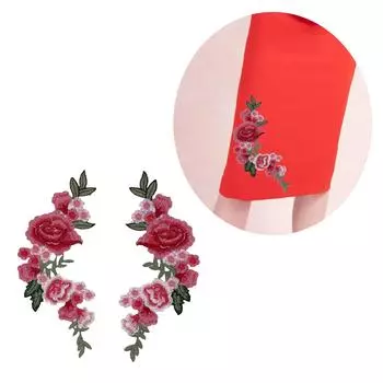 1 пара цветочных аппликаций из ткани, вышитых нашивок, нашивок с цветочной вышивкой для одежды, джинсов, курток, украшений синий