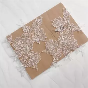 1 пара цветочных кружевных нашивок для свадебного платья, белая сетка, сделай сам, ручная работа, ремонт одежды, швейные принадлежности белый