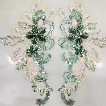 1 пара цветочных пайеток, вышитых свадебных аппликаций, пришитых нашивок для украшения платья своими руками синий