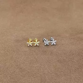 1 пара цветочных сережек для женщин, серьги-гвоздики с ушной костью и хрящом, спиральные серьги-гвоздики серебряный