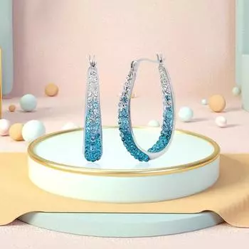 1 пара декоративных серег-кольца со стразами, серьги-обнимашки ко Дню Святого Валентина фиолетовый