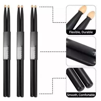 1 пара деревянных черных барабанных палочек 5A, классические кленовые барабанные палочки с каплевидной головкой и сумкой для переноски, аксессуары для музыкальных инструментов чёрный