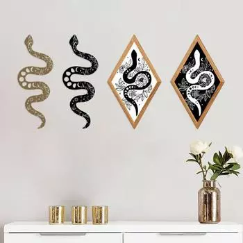 1 пара деревянных змей настенных украшений для дома, офиса, гостиной, внутреннего и наружного настенного искусства, современное деревенское украшение в виде змеи, подвесной знак в виде животного 2pcs B