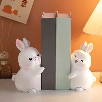 1 пара держателей для книг в виде кроликов из смолы, декоративный держатель для книг, фиксатор для домашнего офисного стола, книжной полки, украшение в виде кролика, пасхальный декор Rabbit
